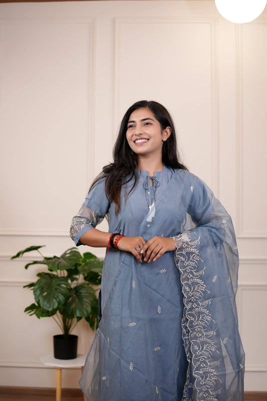 Blue Festive Kurta Set ISSORI