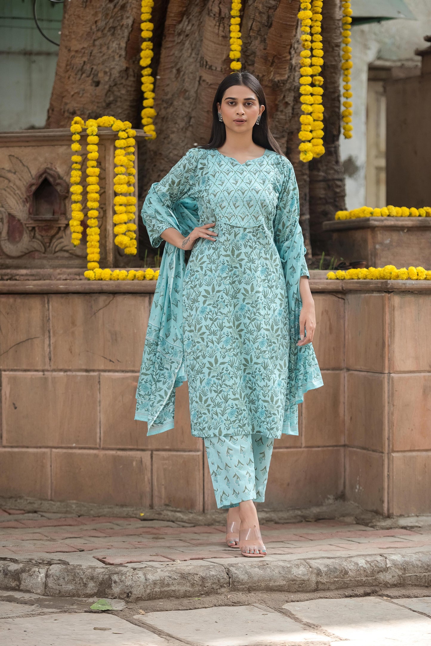 Jaipuri cotton kurta set